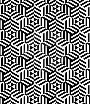 Black and white striped triangles.Seamless stylish geometric background. Modern abstract pattern. Flat monochrome design.