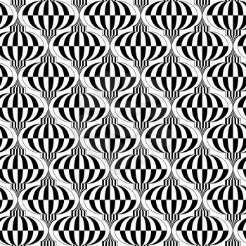 Black and white vertical checkered bulbs.Seamless stylish geometric background. Modern abstract pattern. Flat monochrome design.