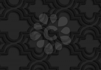 Black textured plastic Marrakech with offset.Seamless abstract geometrical pattern with 3d effect. Background with realistic shadows and layering.