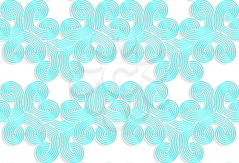 Colored 3D blue striped swirls.Seamless geometric background. Modern 3D texture. Pattern with realistic shadow and cut out of paper effect.