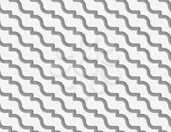Perforated diagonal waves.Seamless geometric background. Modern monochrome 3D texture. Pattern with realistic shadow and cut out of paper effect.