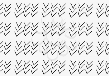 Black marker drawn simple check marks.Hand drawn with paint brush seamless background. Abstract texture. Modern irregular tilable design.