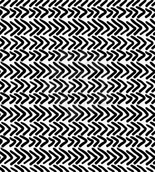 Black marker drawn simple chevrons.Hand drawn with paint brush seamless background. Abstract texture. Modern irregular tilable design.