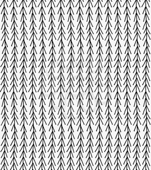 Black marker vertical chevrons.Free hand drawn with ink brush seamless background. Abstract texture. Modern irregular tilable design.