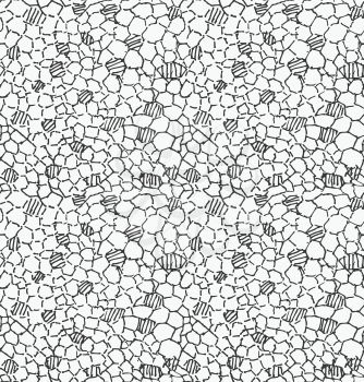 Inked geometrical doodle on white.Hand drawn with ink seamless background.Monochrome rough texture.