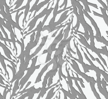 Kelp seaweed 3d cut out of paper.Hand drawn with ink seamless background.Modern hipster style design.
