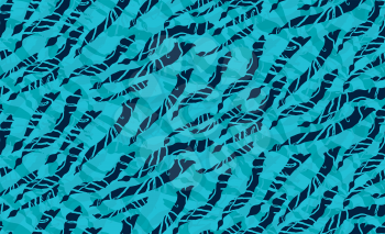 Kelp seaweed blue floating with texture.Hand drawn with ink seamless background.Modern hipster style design.