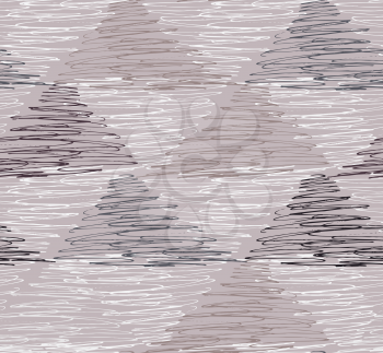 Inked strokes in scribbled triangles coffee colors.Seamless pattern. Fabric design. Simple hand drawn hatched design.
