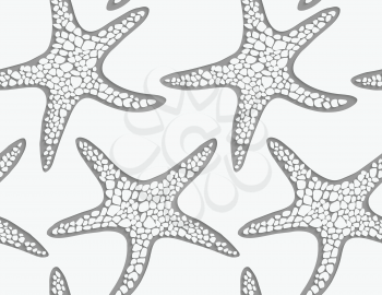 Sea star perforated with 3D shadow effect.Hand drawn seamless pattern. Nature textile design. Ocean fabric collection.