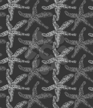 Starfishes shades of gray.Sea life scribbled pattern.Hand drawn with ink seamless background.Modern hipster style design.