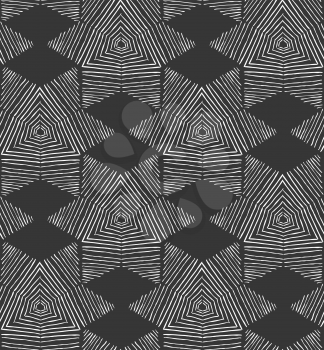 Hand hatched stars on black.Hand drawn seamless background.Rough hatched pattern. Fabric design.