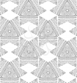 Hand hatched stars on white.Hand drawn seamless background.Rough hatched pattern. Fabric design.
