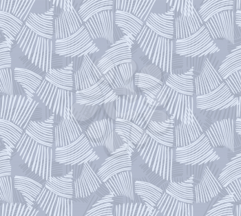 Wavy trapezoids blue.Hand drawn with ink seamless background.Rough texture created with hatched geometrical shapes.