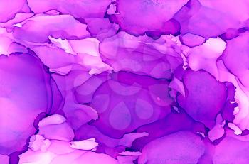 Abstract backdrop deep purple textured.Colorful painted background hand drawn with bright inks and watercolor paints. Bright color splashes and splatters create uneven artistic background.