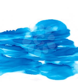 Abstract backdrop wave blue copy space isolated.Colorful painted background hand drawn with bright inks and watercolor paints. Bright color splashes and splatters create uneven artistic background.