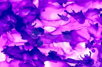 Abstract paint textured purple uneven.Colorful background hand drawn with bright inks and watercolor paints. Color splashes and splatters create uneven artistic modern design.