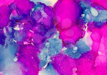 Abstract textured painted purple blue.Colorful background hand drawn with bright inks and watercolor paints. Color splashes and splatters create uneven artistic modern design.