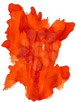 Paint splash big orange textured.Colorful background hand drawn with bright inks and watercolor paints. Color splashes and splatters create uneven artistic modern design.