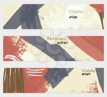 Grudge textured strokes yellow gray banner set.Hand drawn textures creative abstract design. Website header social media advertisement sale brochure templates. Isolated on layer