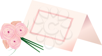 Royalty Free Clipart Image of a Bouquet of Roses and a Place Card