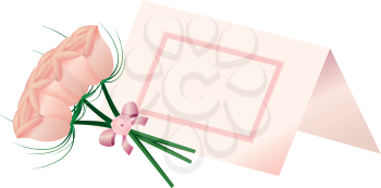 Royalty Free Clipart Image of a Bouquet of Roses and Place Card