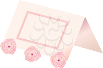 Royalty Free Clipart Image of a Place Card and Three Roses