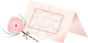 Royalty Free Clipart Image of a Place Card and a Rose
