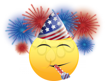 Royalty Free Clipart Image of an American Happy Face With Fireworks
