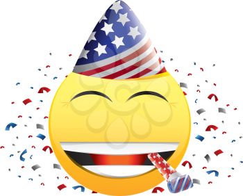 Royalty Free Clipart Image of an American Happy Face With Streamers