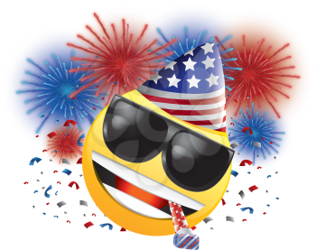 Royalty Free Clipart Image of a Celebrating American Noisemaker