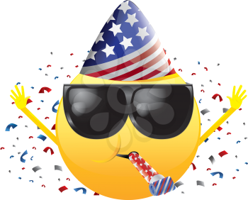 Royalty Free Clipart Image of a Celebrating Happy Face