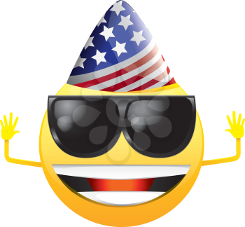 Royalty Free Clipart Image of a Celebrating American Happy Face