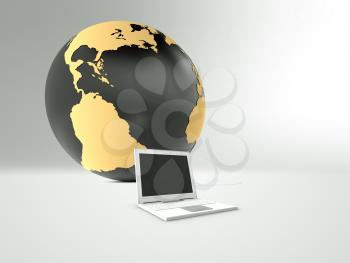 Royalty Free Clipart Image of The Earth and a computer