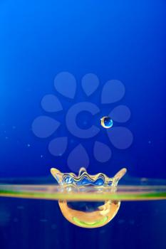 A drop of water above water surface - water splash