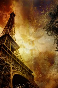 Eiffel tower on a grunge background - paris - france
