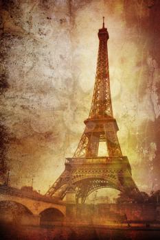 Eiffel tower on grunge backgropund