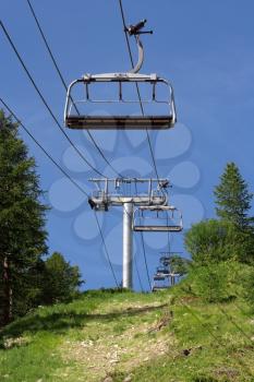 empty ski lift during the summer