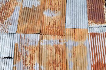 An old and corrugated metal roof