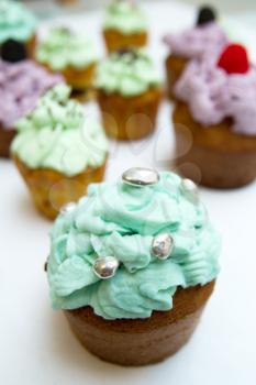 Some cupcakes on white background