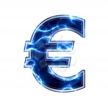 electric 3d euro currency sign isolated on white background