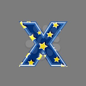 3d letter with star pattern - X