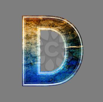 grunge 3d  letter isolated on grey background - D