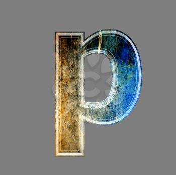 grunge 3d  letter isolated on grey background - p