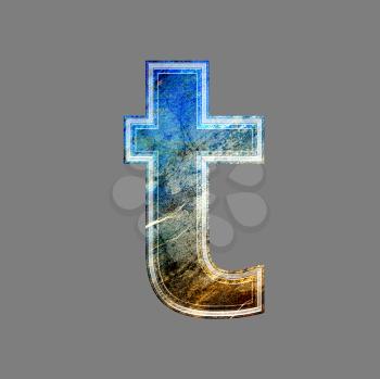 grunge 3d  letter isolated on grey background - t