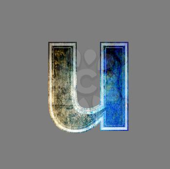 grunge 3d  letter isolated on grey background - u