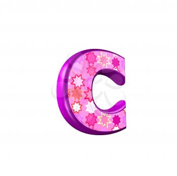 3d pink letter isolated on a white background - c
