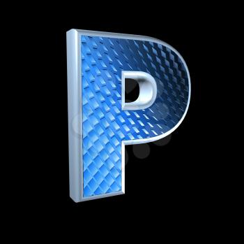 abstract 3d letter with blue pattern texture - P