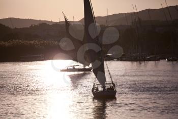Royalty Free Photo of a Sailboat in Aswan City Egypt