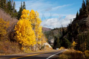 Royalty Free Photo of a Road in Sierra Nevada in Autumn