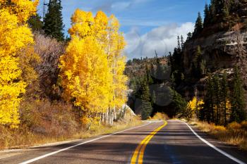 Royalty Free Photo of an Autumn Road in Sierra Nevada